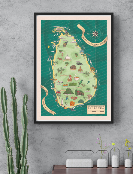 SriLankaMapSriLankanPosterPostcard