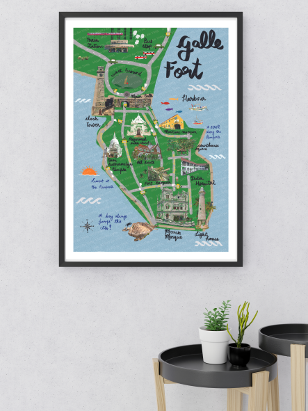 GalleFortMapSriLankanPosterPostcard